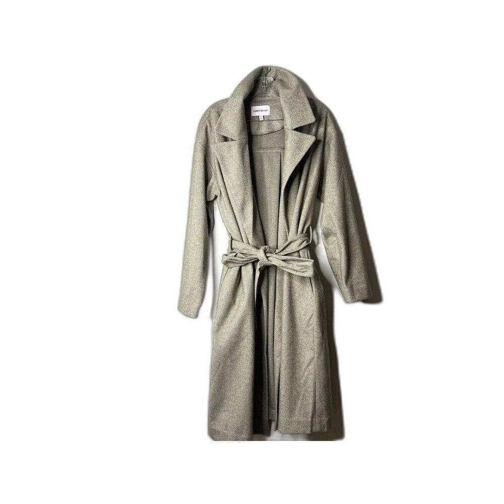 Elizabeth & James Women Belted Trench Coat Herringbone XL  Brown Lagenlook Class